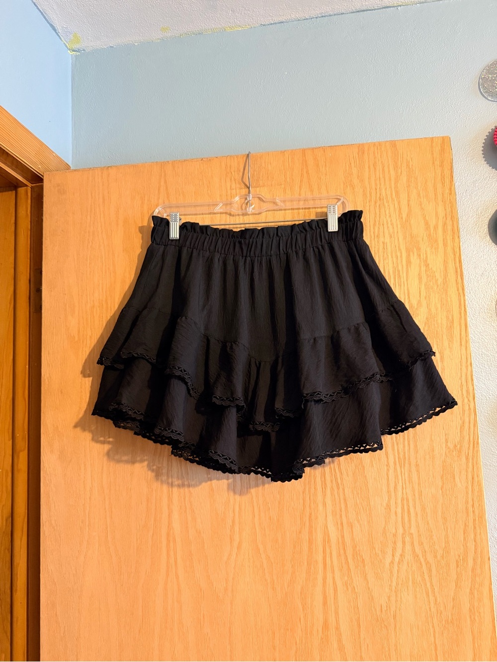 Black Tiered Ruffle Mini Skort